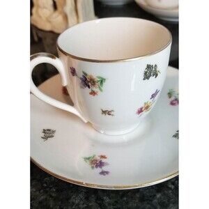 RARE!! Limoges France porcelain Demi. small cup w saucer set, 14k Gold Gilt,